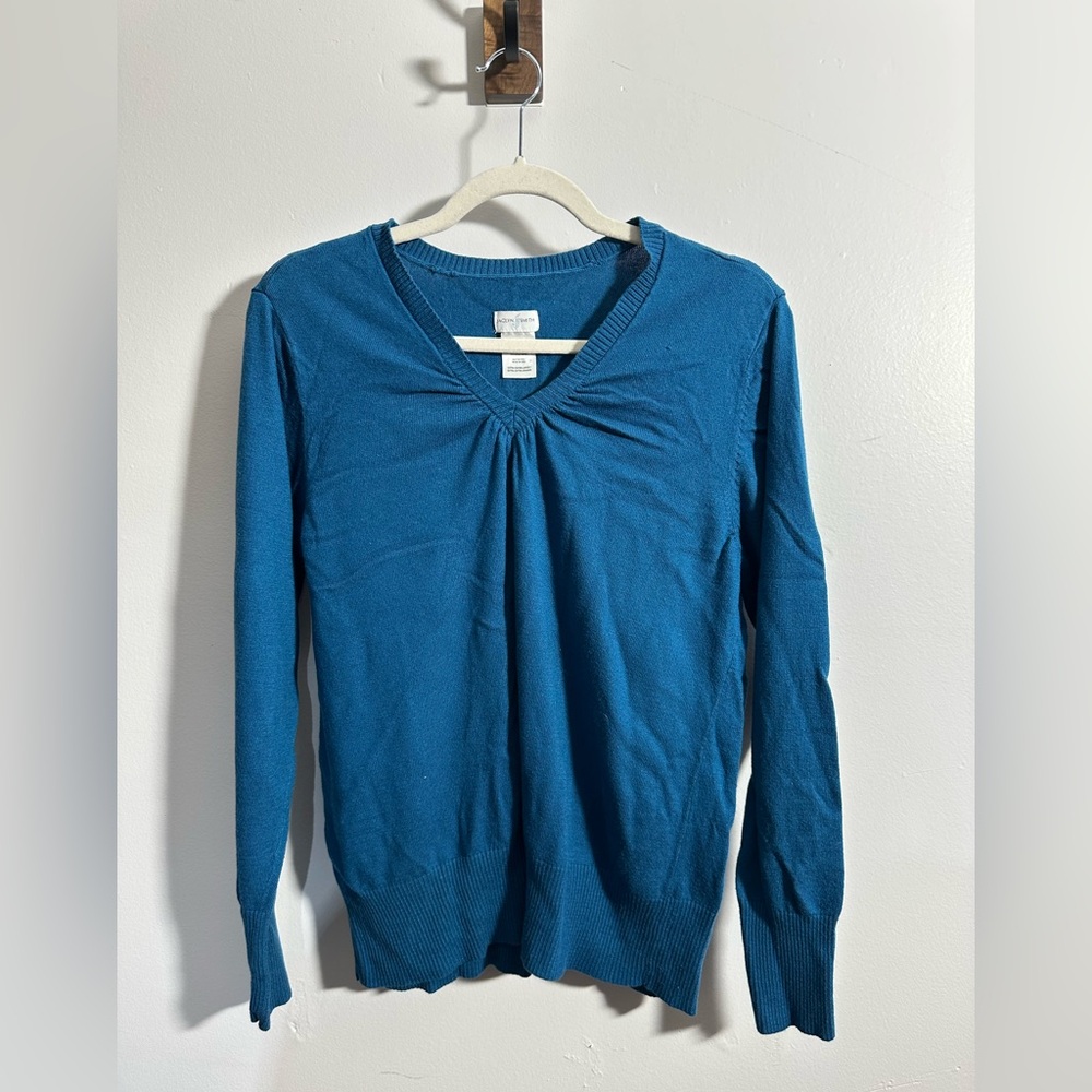 Jaclyn‎ Smith Women’s XL  Blue V-Neck Pullover Long Sleeve Sweater  | SKU 0587